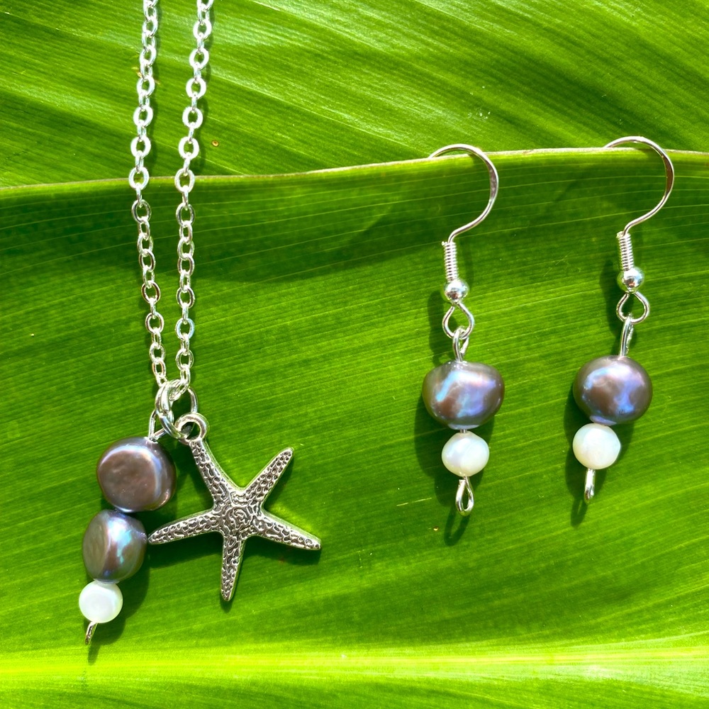 Sea-star and Freshwater Pearls jewelry set